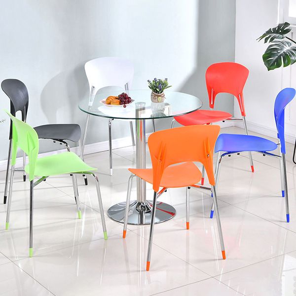 Contemporary Round Dining Room Table Tempered Glass Table with Tulip Base
