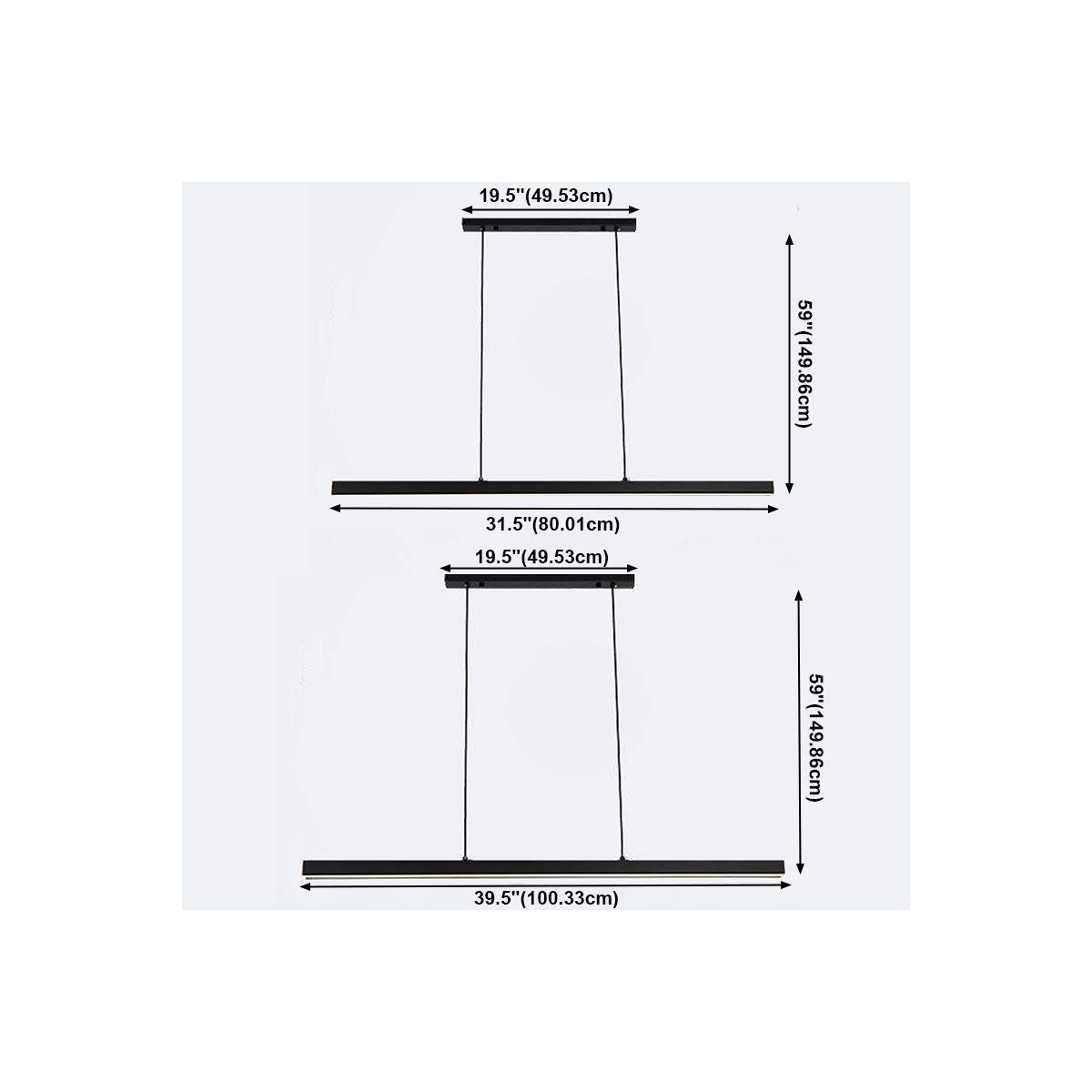 Minimalist Linear Island Pendant Lighting, 1-Light Acrylic Hanging Light for Kitchen Island