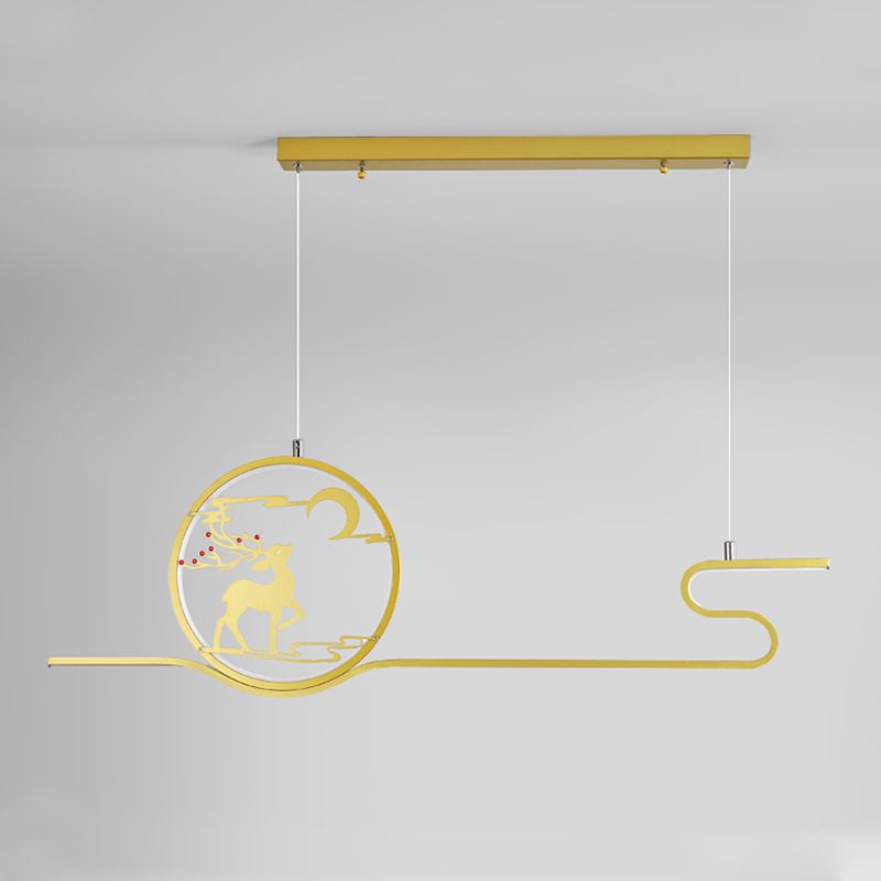 Metal Hanging Pendant Lights Nordic Modern Linear Hanging Lamps for Study Room