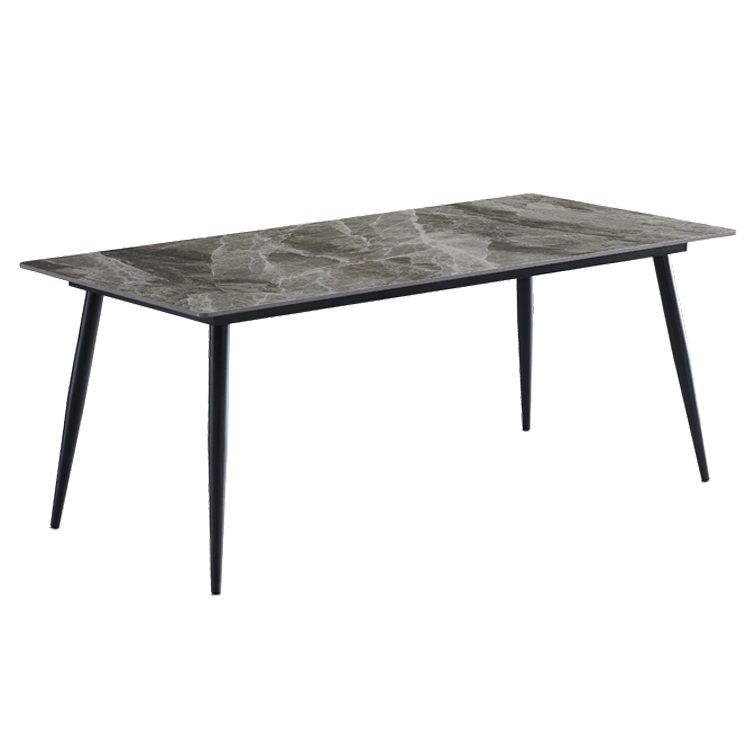 Industrial Sintered Stone Dining Table 4 Legs Carbon Steel Base Rectangle Table for Home