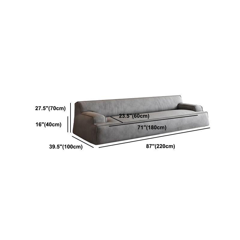 Standard Contemporary Tight Back Recessed Arm Sofa Couch in Grey