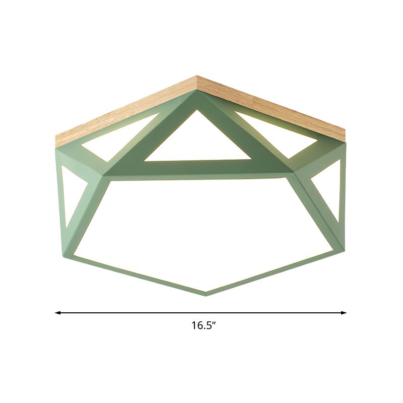 Modern Geometric Acrylic Flush Light 16.5"/20.5" W LED Gray/Green/White Ceiling Flush Mount for Bedroom, Warm/White/Natural/3 Color Light