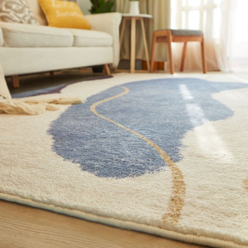 Beige Modern Rug Polyester Color Block Rug Washable Rug for Living Room