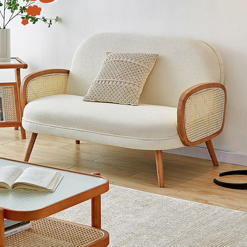 31.49" H Square Arm Solid Color Fleece Wooden Rattan Sofa for Apartment