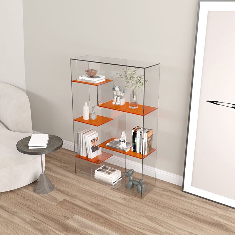 Contemporary Open Back Vertical Bookshelf Geometric Acrylic Bookshelf