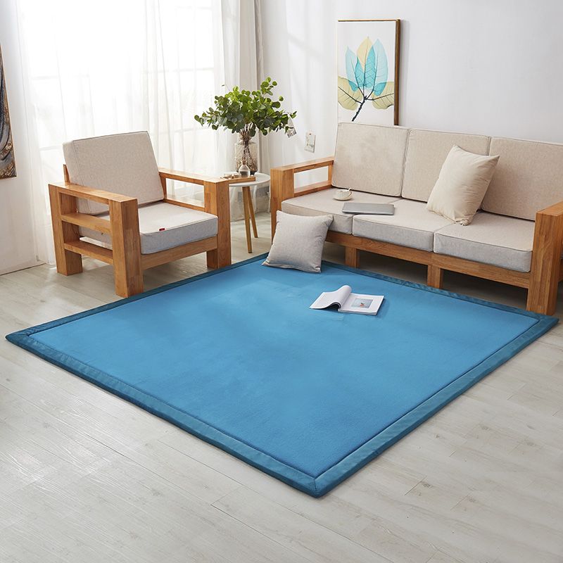 Purple Living Room Area Rug Pure Color Polyester Area Carpet Stain Resistant Washable Rug