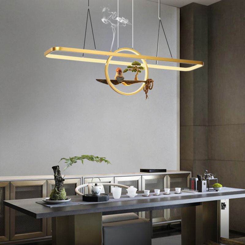 Aluminum Hanging Lights Rectangular Island Lighting Fixture for Dining Room