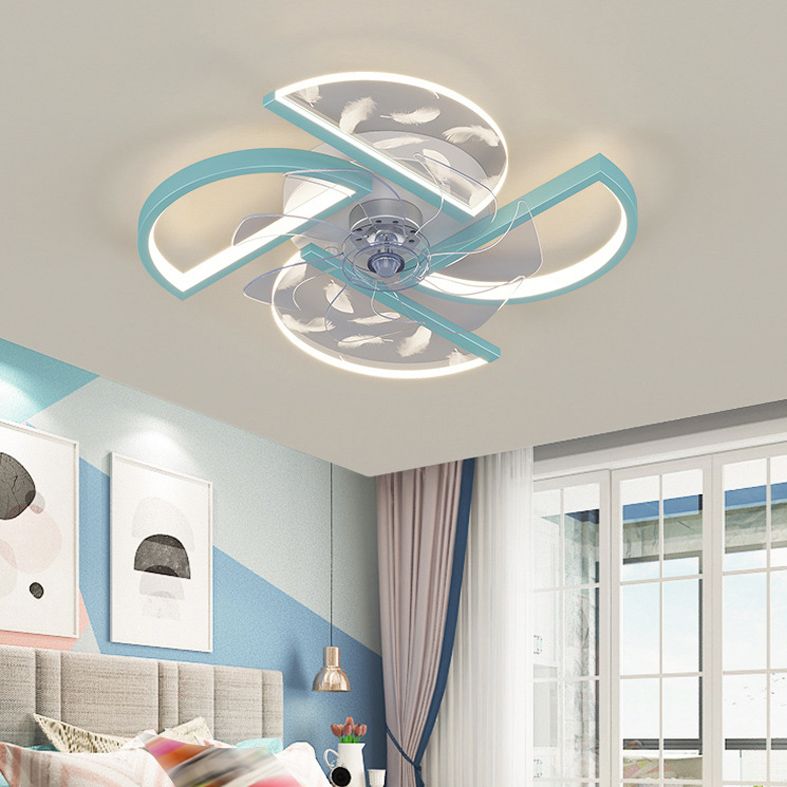 Nórdico Ventilador LED de dormitorio acrílico en forma de montura de montaje en forma de viento