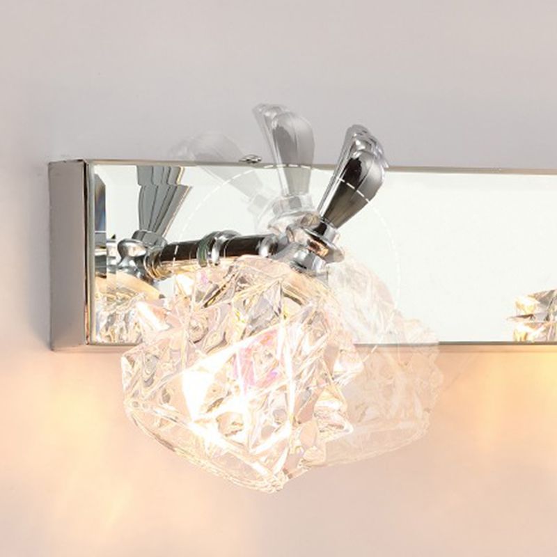 1 / 2 / 3 / 4 - Light Chrome Bath Lighting Glass Shade Adjustable Bath Sconce