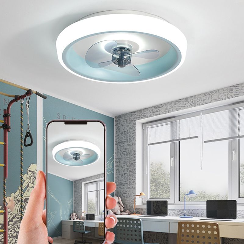 Polish Finish Fan with Light Modernism 3-Blade LED Ceiling Fan for Foyer