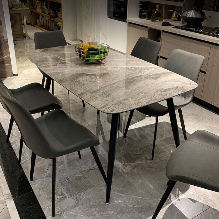Rectangle Industrial Sintered Stone Table 4 Legs Carbon Steel Base Table for Home