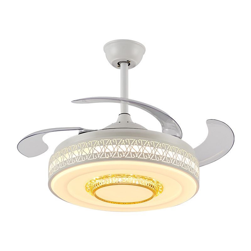 Drum Metallic Semi Mount Light Nordic Style LED White Ceiling Fan with Remote Control/Wall Control/Remote+Wall Control
