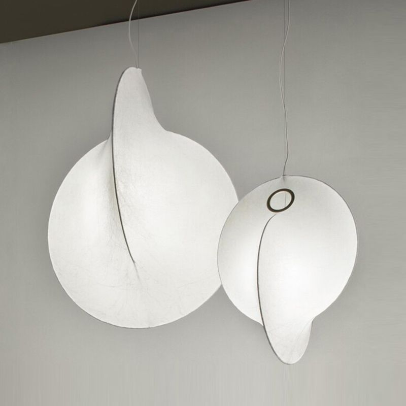 Wit moderne hanglamplichteranatuur 1-licht zijdehanglicht voor trappen