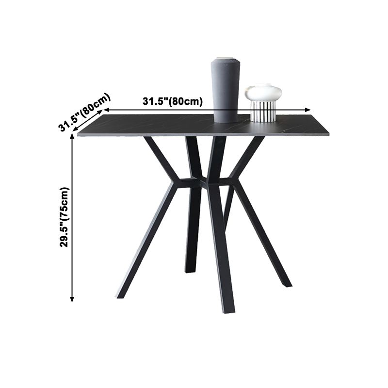 Vierkante industriële eettafel Zwarte vaste tafel met gesinterde steen