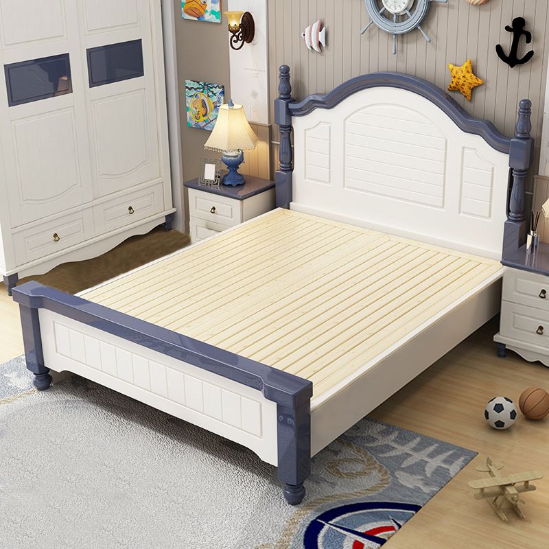 Solid Wood Stepped Standard Bed Headboard Bed with Custom Legs