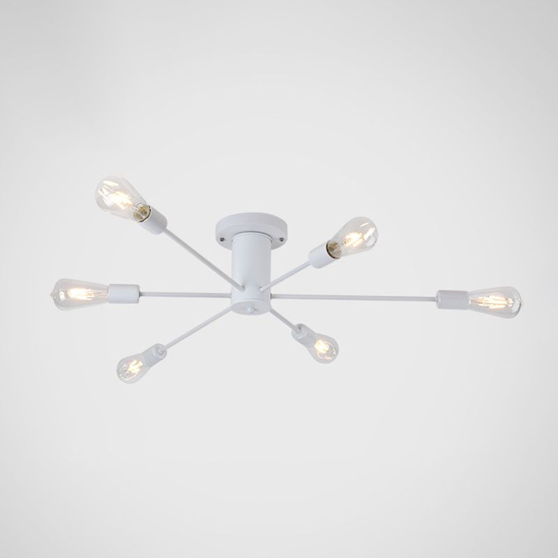 Burst Style Living Room Ceiling Flush Mount Industrial Metal Semi Flush Light Fixture