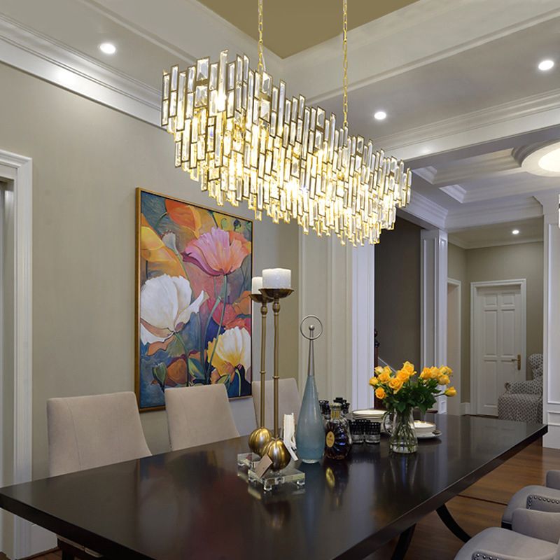 10 koppen rechthoekig kristal plafondlamp goud eetkamer kroonluchter hanglampje
