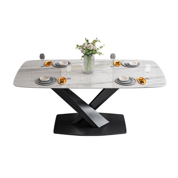 Minimalist Dining Set with Sintered Stone Dining Table and Upholstered Chairs