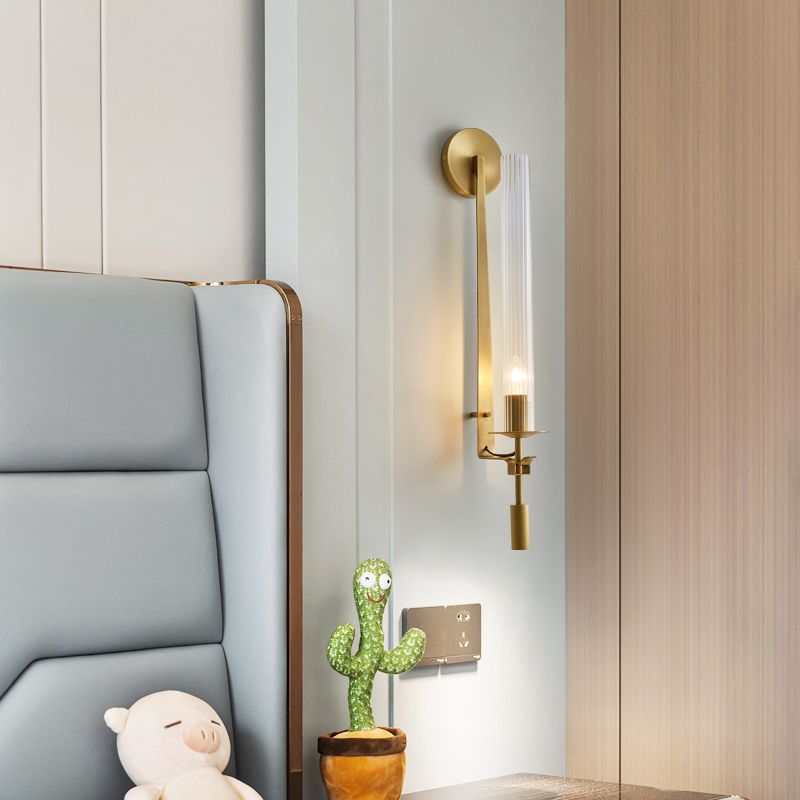 Modern Style Cylinder Shade Wall Light Metal 1 Light Sconces for Bedroom