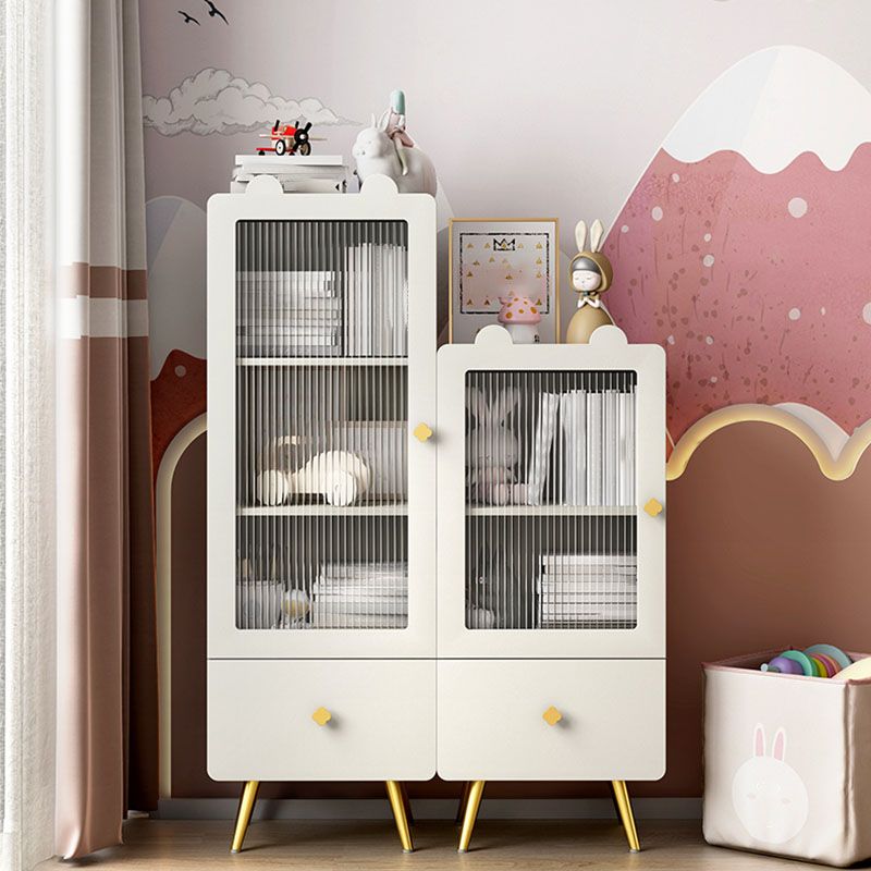 14" D Wooden Bookshelf Modern Closed Storage Bookcase with Drawer and Door