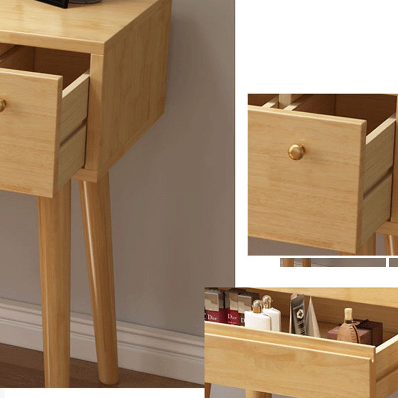 Modern 3-Drawer Solid Wood Vanity Makeup Table Vanity Stool