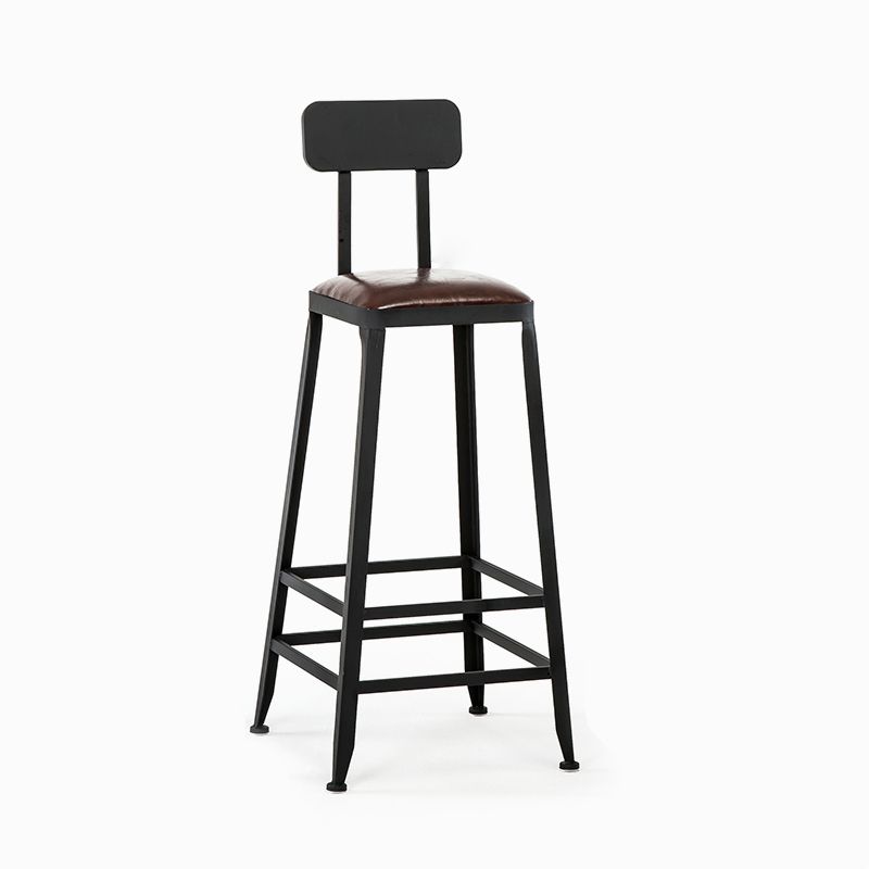 Industrial Black Counter Chair Squared Metal Footrest Counter-height Stool