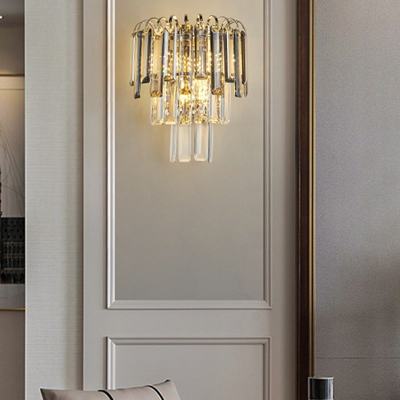 Modern Style 3 Tiers Wall Light Crystal 3 Lights Sconces for Bedroom