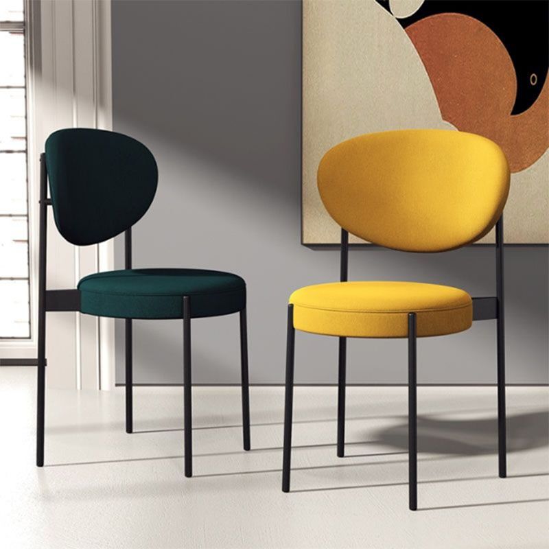 Modern Style Metal Chair Open Back Dining Side Chair with Upholstered