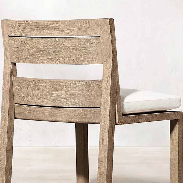 Contemporary Natural Patio Dining Chair with UV Protective Finish Cushion