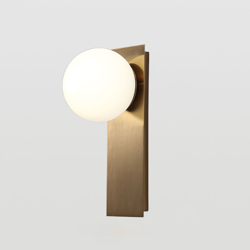 White Modern Metal Wall Sconce Ball Shape Wall Light with Glass Shade for Bedroom