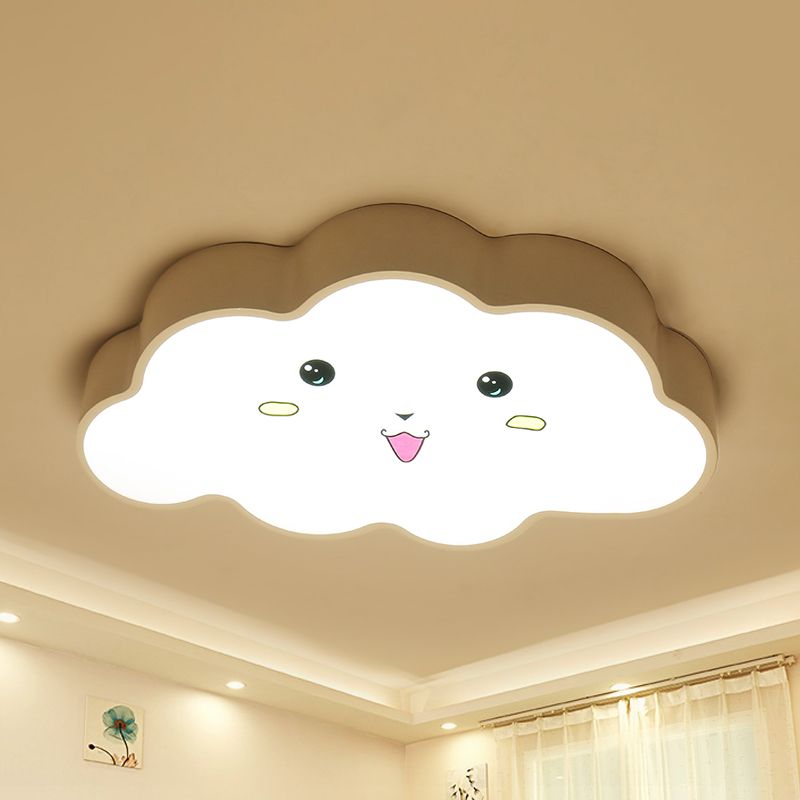 Nursery LED Ceiling Light Fixture Cartoon White Flush Mount with Cloud Acrylic Shade