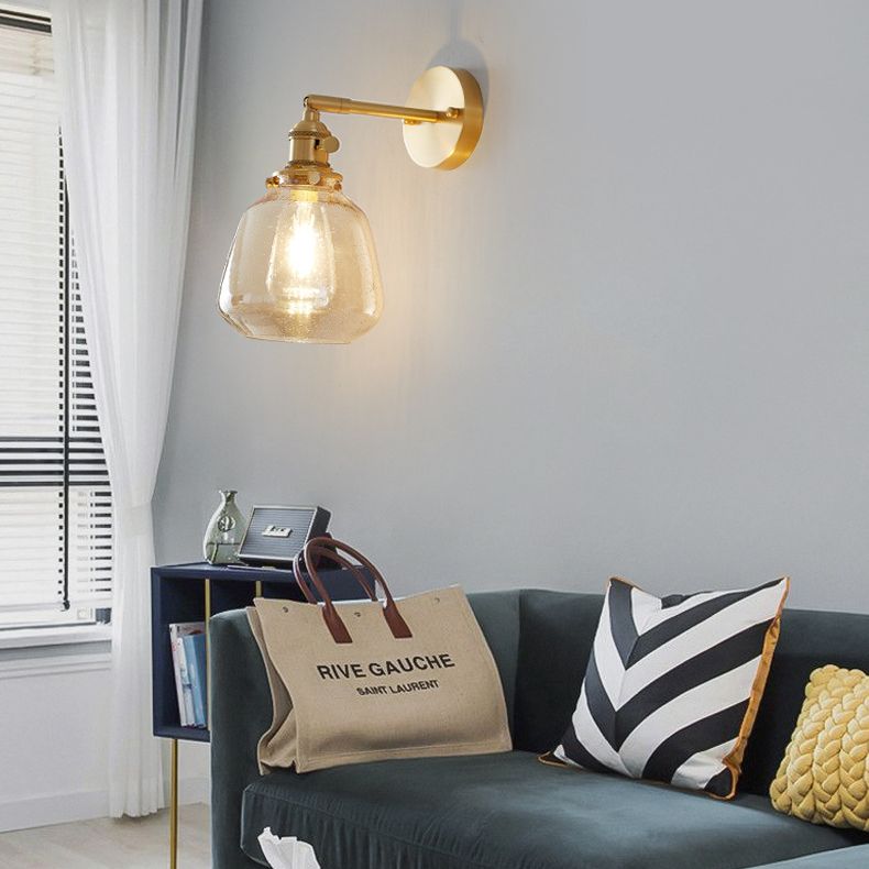Brass 1-Light Wall Lamp in Modern Creative Style Glass Geometric Wall Light