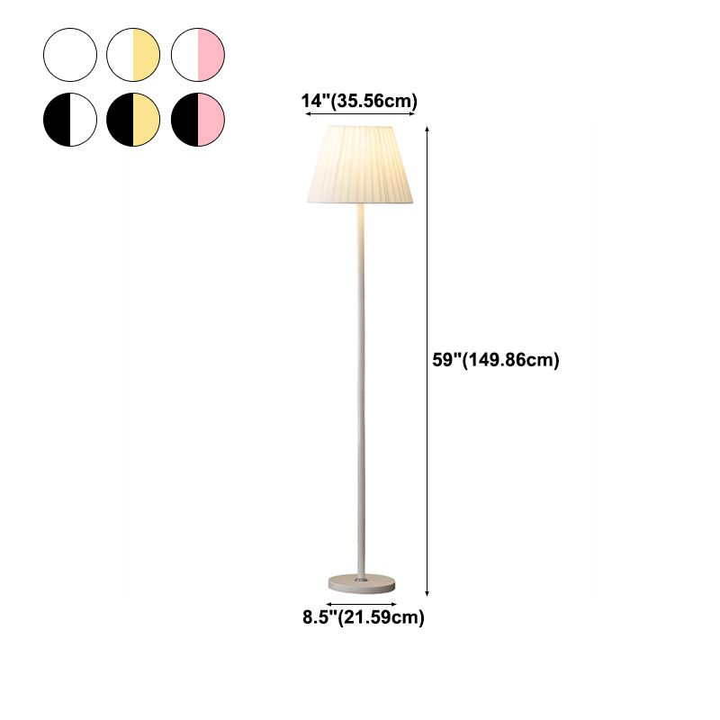 Modern Strip Floor Lamp Metal Burlap Shade 1 Light Floor Light for Living Room