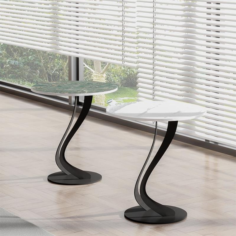 Contemporary Round Slate Side Table 20.5" Tall Abstract End Table