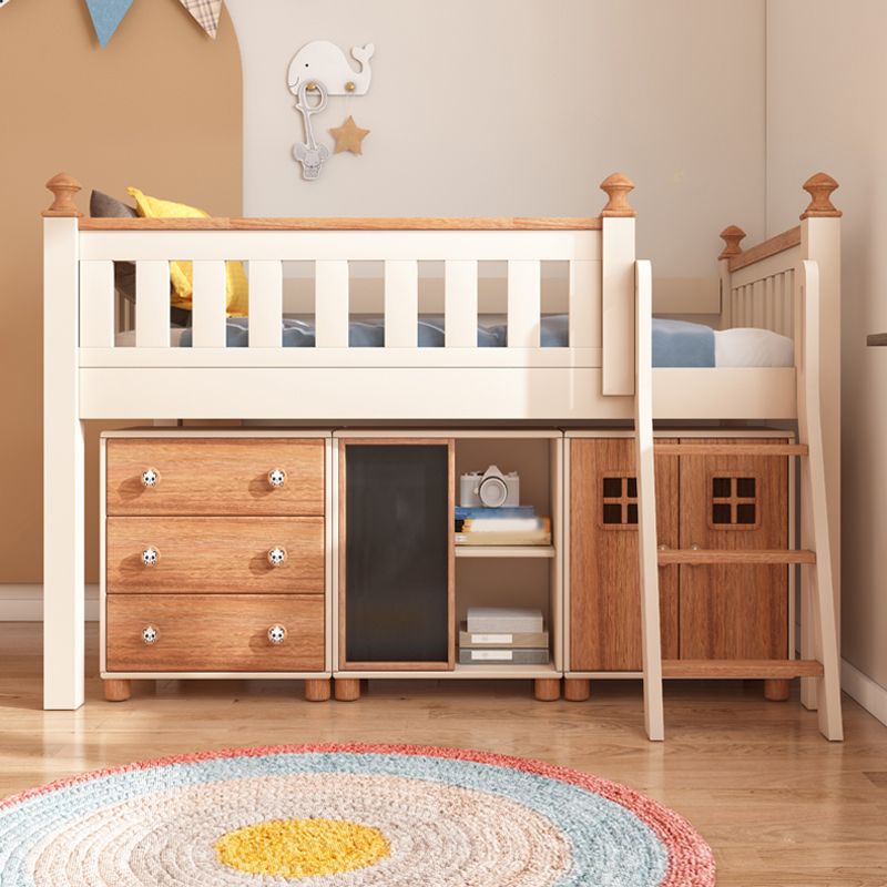 Contemporary Brone Nursery Crib Solid Wood Standard Bunk Bed with Guardrail