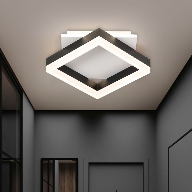 Zwart en wit plein Plafond Verlichting Hedendaagse Acryl LED Flush Mount voor Slaapkamer in Warm/Wit Licht