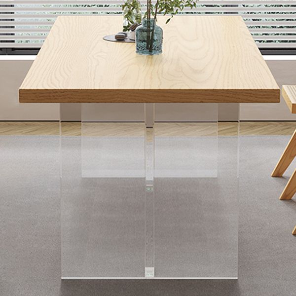 Solid Wood Dining Table Set with Acrylic Base 1/2/4/5 Pieces Dinette Set for Kitchen