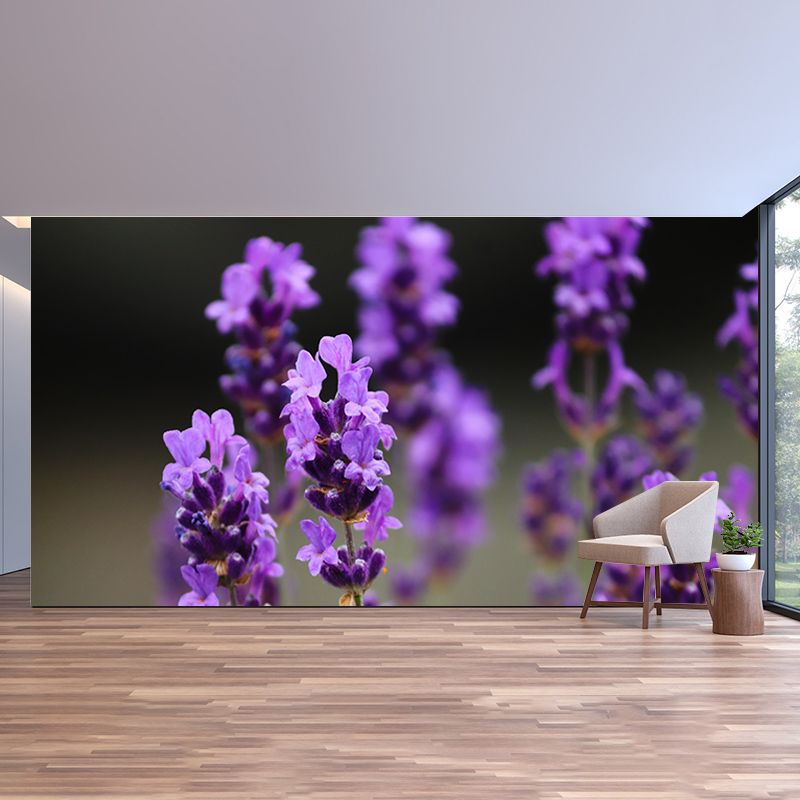 Contemporary Lavenders Mural Soft Color Stain Resistant Wall Art for Living Room