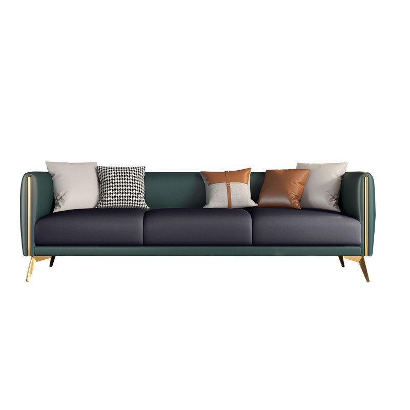 Faux Leather Sofa 80.31" W x 29.52" D x 25.98" H Tuxedo Arm Sofa for Living Room