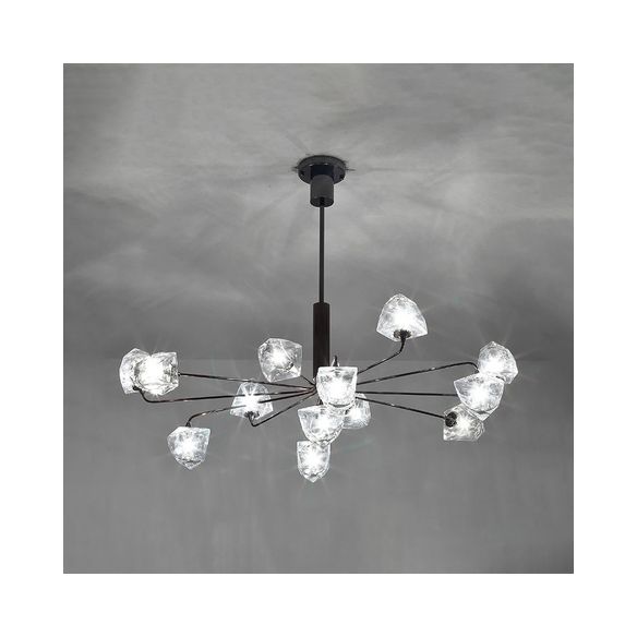 Eigentijdse vertakking kroonluchter lamp glas 5/7 lichten woonkamer hangend hanglamp in zwart/nikkel