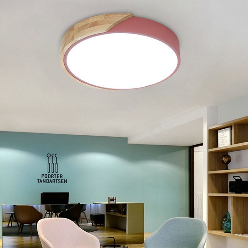 Macaron Modern Round Flushmount Bedroom Metal LED Ceiling Flush Mount Lamp