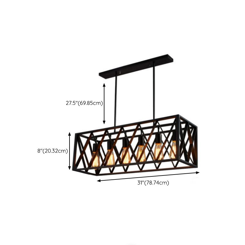 Rectangle Pendant Lighting Industrial Metal Pendant Light Kit in Black