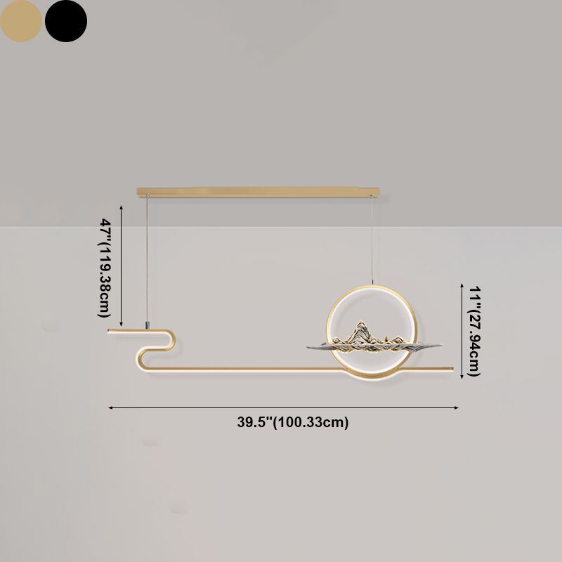 Contemporary Metal 2 Light Pendant Lights Linear Island Light Fixtures for Kitchen