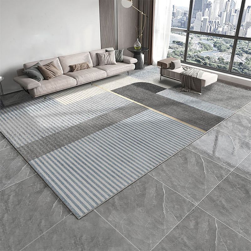 Blau moderne Teppichfarbe Block Polyester Fläche Teppichfleckfest Teppich für Wohnkultur