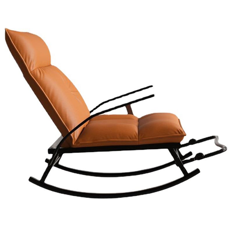 Glam Folding Rocking Chair Faux Leather Rocker for Living Room