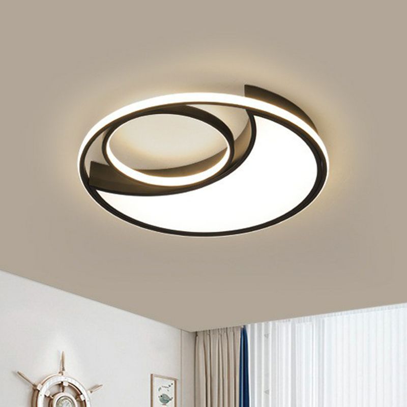Crescent Bedroom LED Flush Mount Light Acrylic Simplicity Flush Mount Ceiling Light in Black