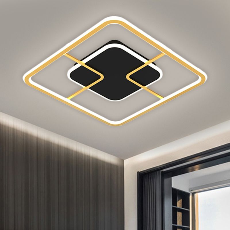 Metal Cuadrado Marco Techo Ligero Minimalismo Negro y Oro LED de la Iluminación Montaje, 16 "/19,5" Anchura