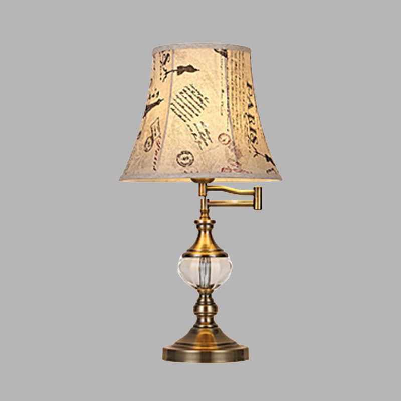Lampada da comodino in cristallo beige/marrone chiaro, semplice campana con pannelli, lampada da notte in stile tradizionale a luce singola per camera da letto