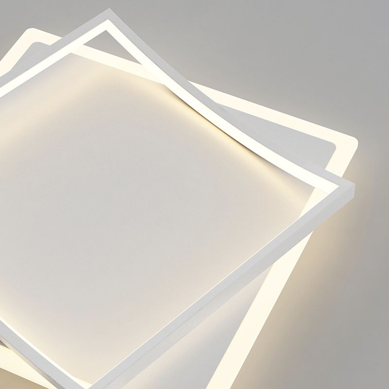 Minimalism Flush Mount Square Ceiling Light Fixture in White for Bedroom