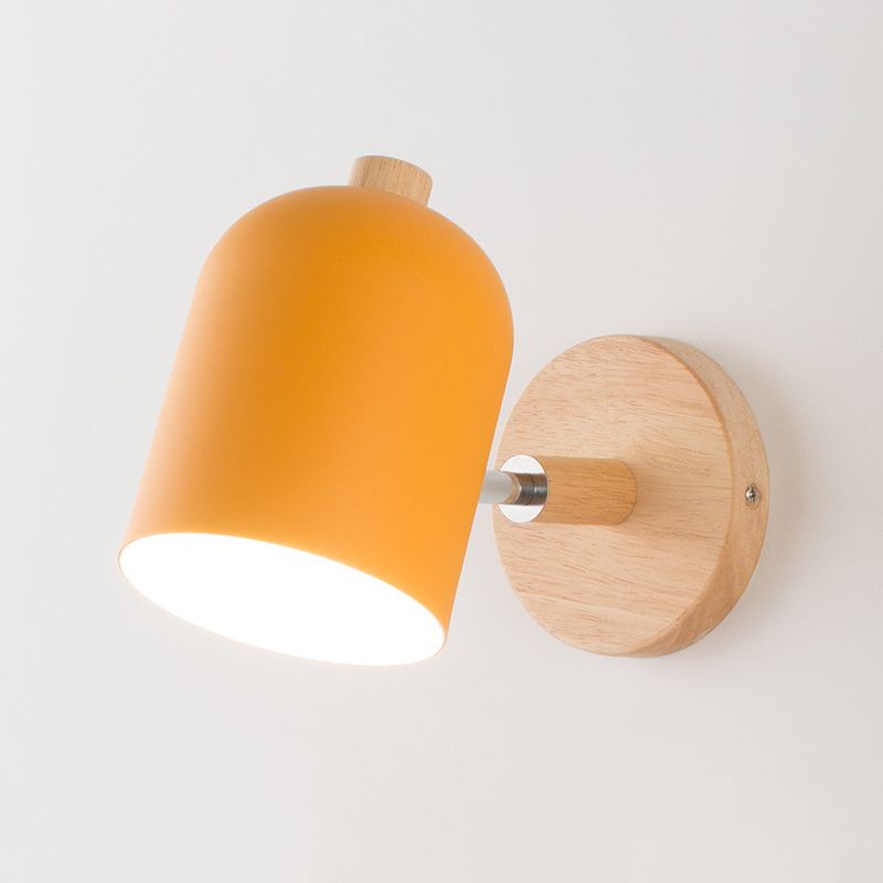 Nordic 1 - Light Wall Sconce Iron and Wood Adjustable Wall Fixture in Multi Colors